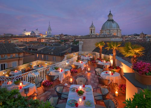 Biohotel Raphael: Abendstimmung auf der Dachterrasse - Bio Hotel Raphaël, Rom, Latium, Italien