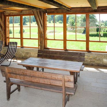 Außen Sommer 5, Ferienhütte Mader, Bischofsmais, Bayerischer Wald, Bayern, Deutschland