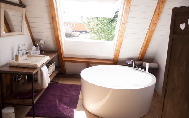 biohotel zur scheunenwirtin schwalbennest og wellnesszimmer bad