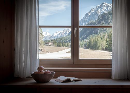 BIO HOTEL Aqua Bad Cortina: Ausblick - Aqua Bad Cortina, Sankt Vigil in Enneberg, Dolomiten, Trentino-Südtirol, Italien